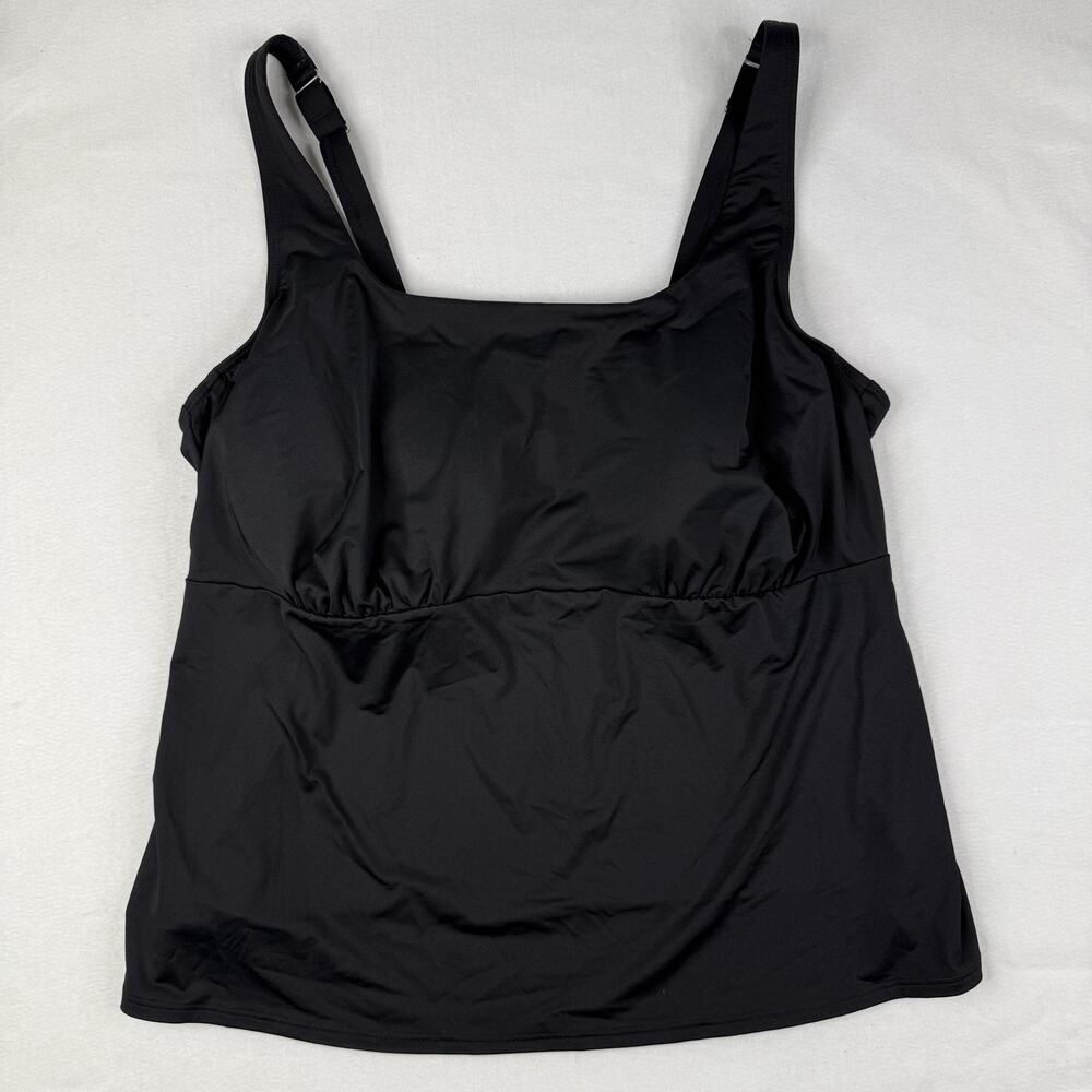 Lands' End Tankini Swim Top Womens Plus 24W Black Lined Adjustable Stretch Beach